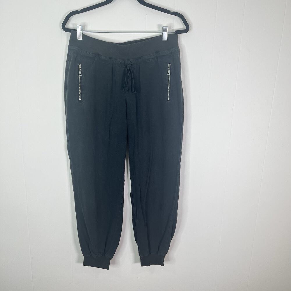 Cloth & Stone Black Tencel Lyocell Jogger Pants Women’s Medium Zip Pocket